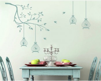 Branch Wall Decal with Birdcages Tree Art Stickers